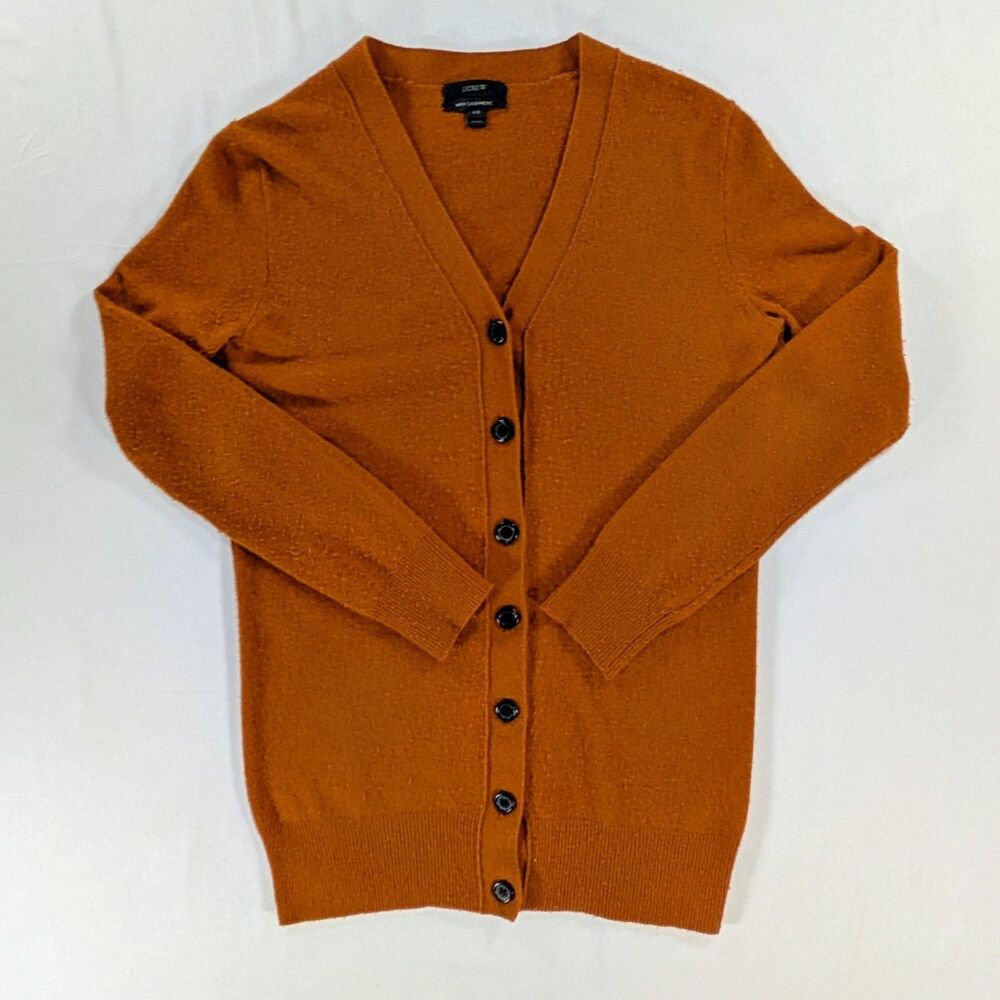J. Crew Terracotta Button Up V Neck Cardigan Wool/Cashmere Blend XS